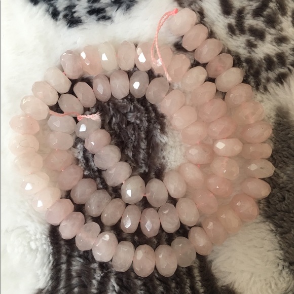 Faceted rose quartz string of bead for a necklace